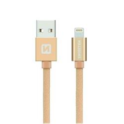 SWISSTEN Textile Lightning, datový kabel, zlatý, 0,2 m 71523104 - Mobilní telefony - příslušenství