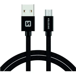 SWISSTEN Textile Micro USB, dátový kábel, čierny, 3 m 71527300