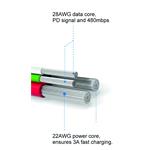 Swissten kabel USB-C, červený, 0.2 m  