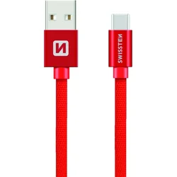 Swissten kabel USB-C, červený, 0.2 m  