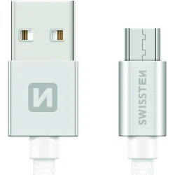 Swissten kabel Micro USB 0.2 m, stříbrný  