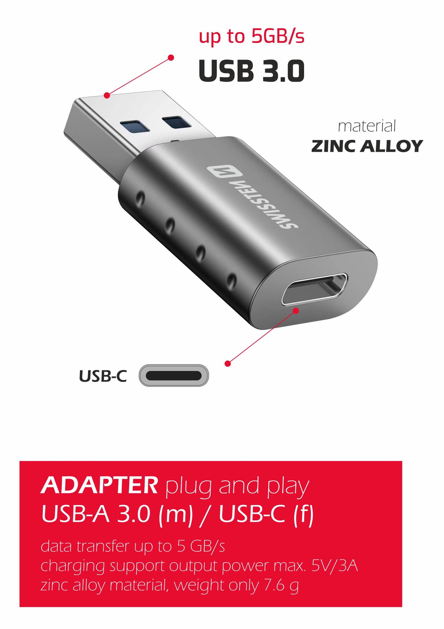 Swissten USB-A/USB-C adaptér