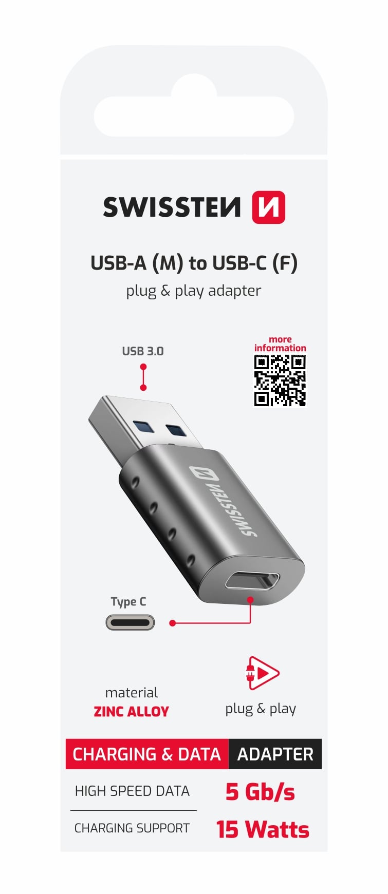 Swissten USB-A/USB-C adaptér