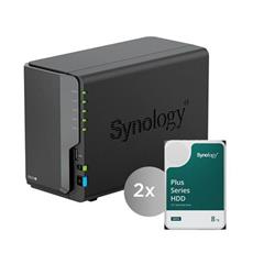 Synology DS224+ DiskStation 2-bay NAS, včetně 2ks HDD 8TB (HAT3300-8T), CPU J4125, RAM 2GB, 2x GLAN