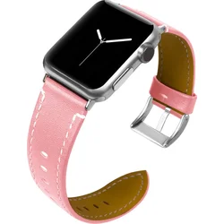Tactical Color Kožený Pásek pro Apple Watch 1/2/3 38mm Pink - růžový