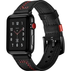 Tactical Color Line kožený řemínek pro Apple Watch 1/2/3 44mm Black - černý