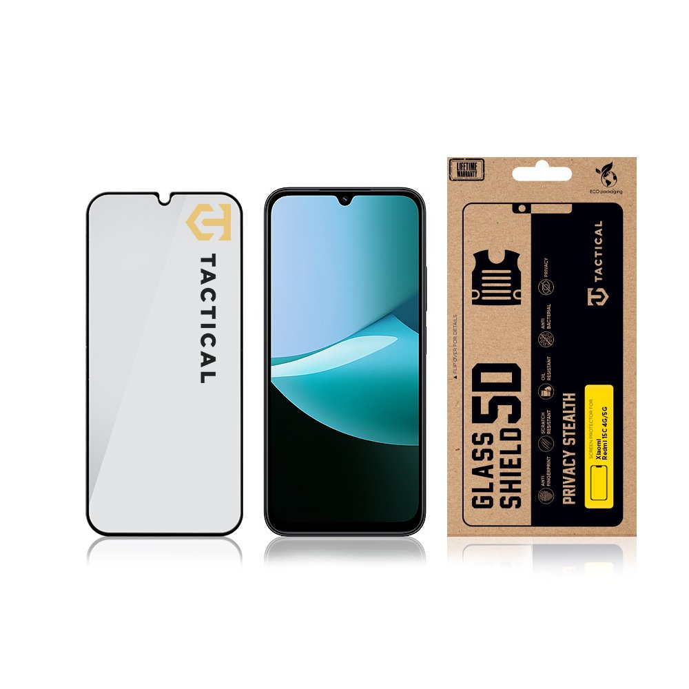 Tactical Glass Shield Privacy Stealth 5D pro Xiaomi Redmi 15C 4G/5G Black