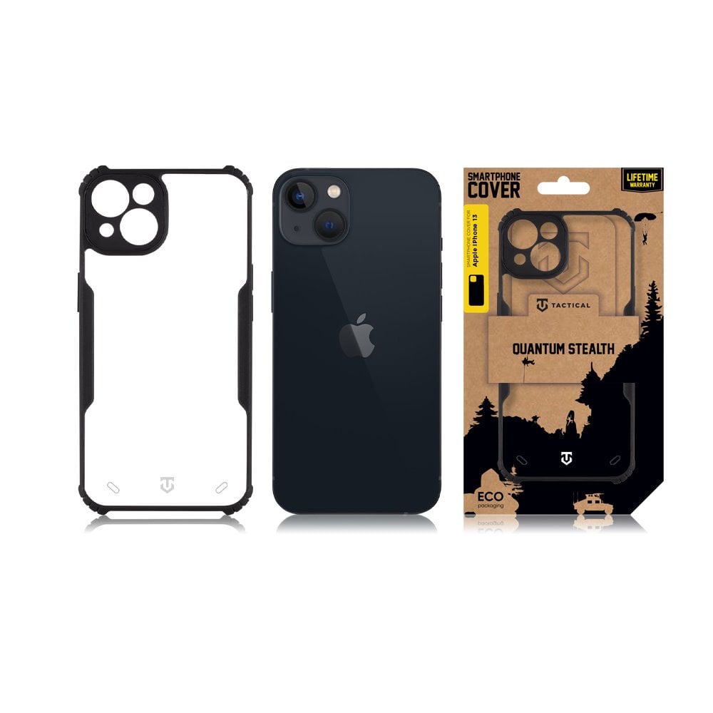 Taktický kryt Quantum Stealth pre Apple iPhone 13 číry/čierny