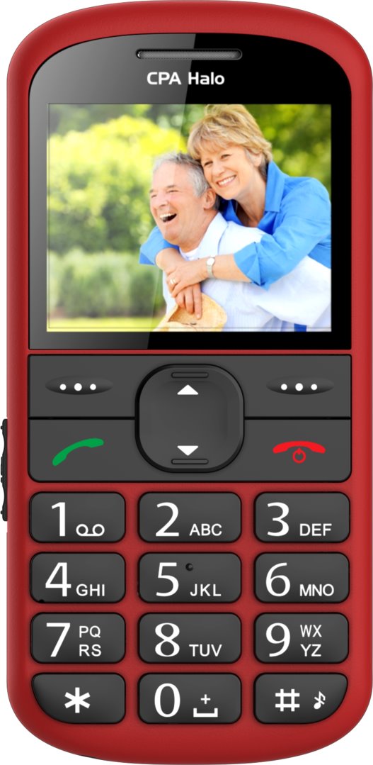 Telefon CPA Halo 21 Senior červený s nabíjecím stojánkem