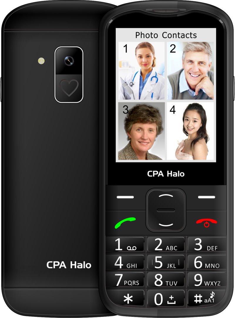 Telefon CPA Halo 28 Senior černý s nabíjecím stojánkem