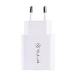 Tellur PDHC101 síťová dvouportová USB nabíječka, PD 20W + QC3.0 18W, bílá