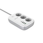 Tellur WiFi Smart Power Strip, 3x zásuvka, 2x USB 2,4A, 1x USB QC18W, 1x USB-C PD30W, 2 m, biela
