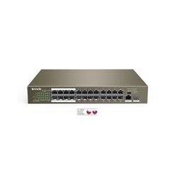 Tenda TEF1126P-24-250W PoE AF / AT switch - 24x PoE 100 Mb/s + 2x Uplink 1Gb/s RJ45/SFP, PoE 225W