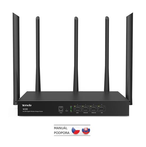 Tenda W20E WiFi Hotspot AC1350 Gigabit Router, 1xWAN, 2xWAN/LAN, 1xLAN, VPN,IPv6, Captive portal,Kov