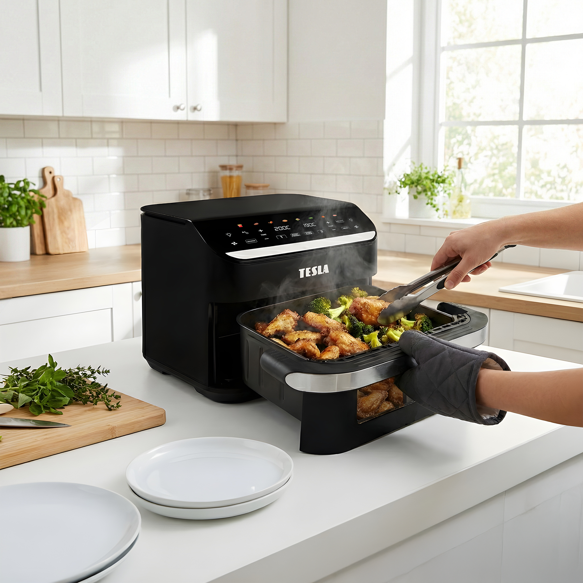 TESLA AirCook DualHeat QD575 XXL duální horkovzdušná fritéza