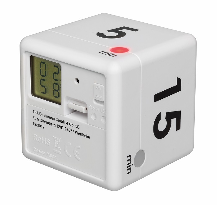 TFA 38.2032.02 - Digitálny časovač CUBE - biely
