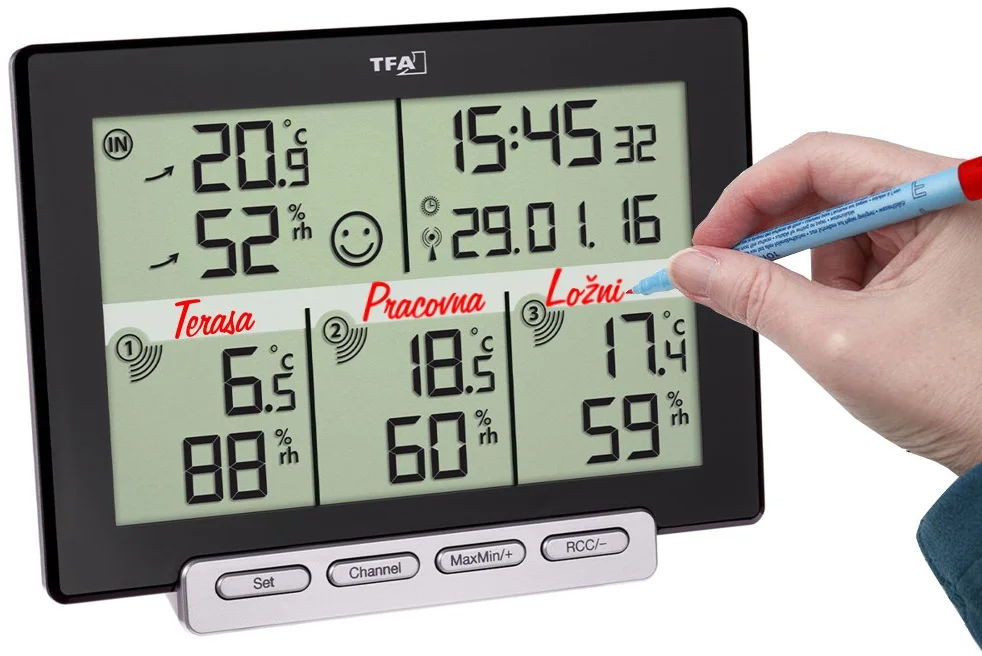 TFA Teplomer a vlhkomer s 3 bezdrôtovými senzory 30.3057.01 MULTI-SENSE TFA30.3057.01