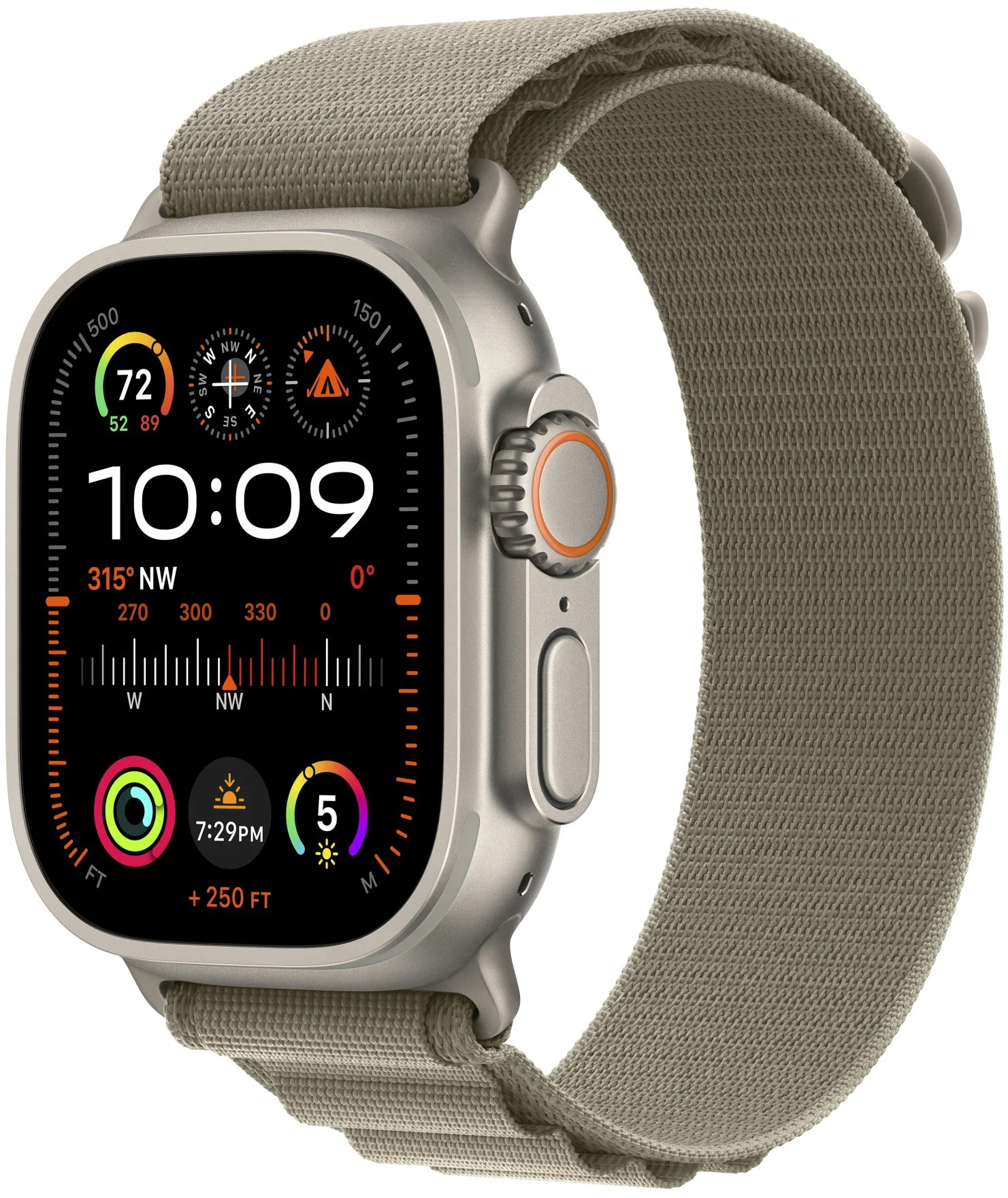 Titánové puzdro Apple Watch Ultra 2 49 mm s olivovou farbou Alpine Tension - Veľké