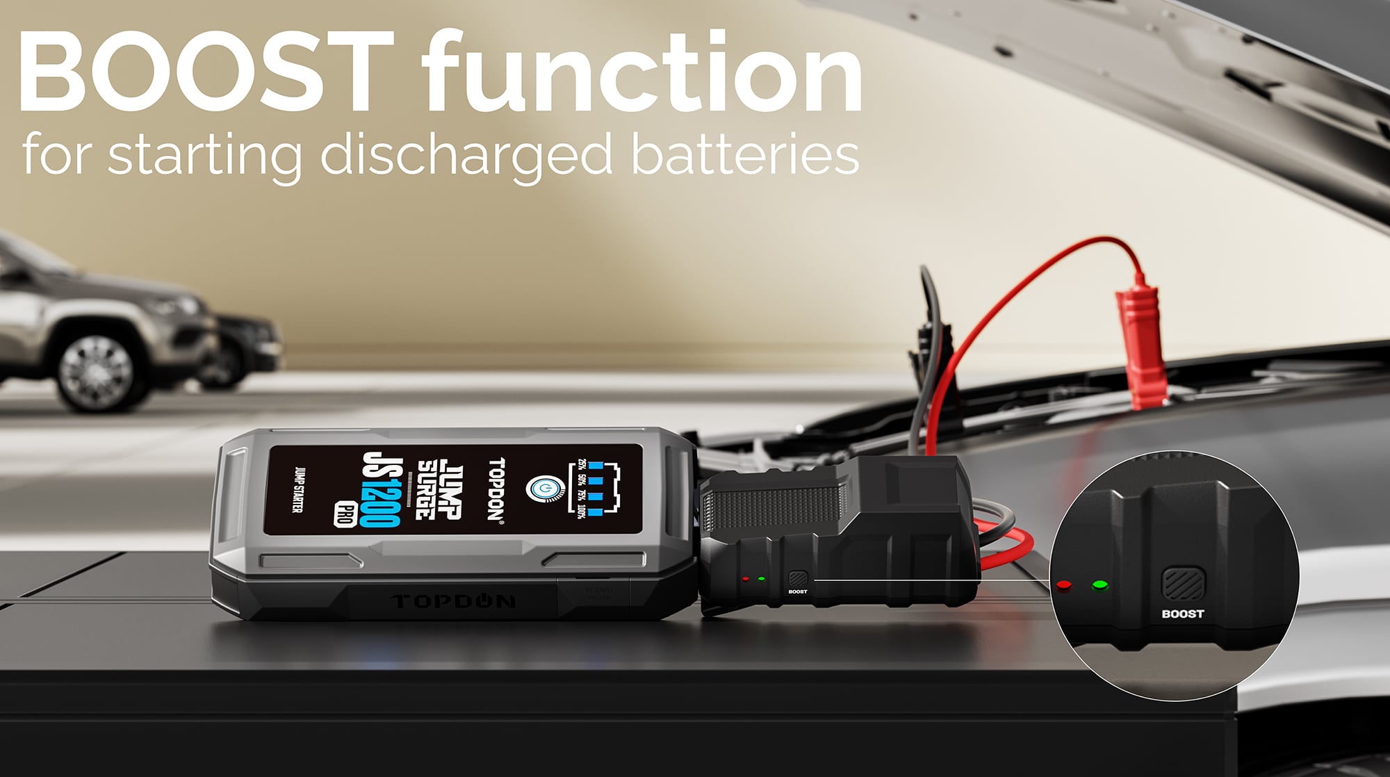 TOPDON Auto Jump Starter JumpSurge 1200 PRO, 10000 mAh