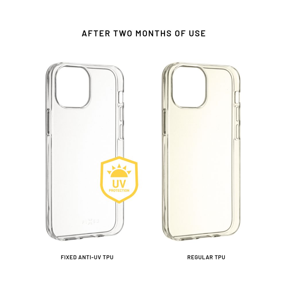 TPU gelový kryt FIXED Story AntiUV pro Apple iPhone 16, čirý