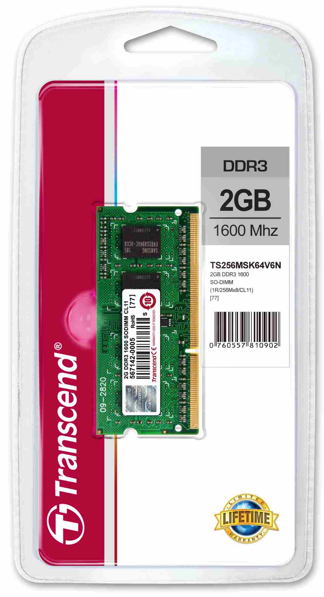 Transcend, 2GB DDR3 1600 SO-DIMM