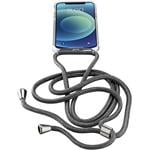 Transparentný zadný kryt Cellularline Neck-Case s čiernou šnúrkou na krk pre Apple iPhone 12 MINI NECKCASEIPH12K