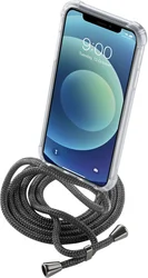 Transparentný zadný kryt Cellularline Neck-Case s čiernou šnúrkou na krk pre Apple iPhone 12 MINI NECKCASEIPH12K