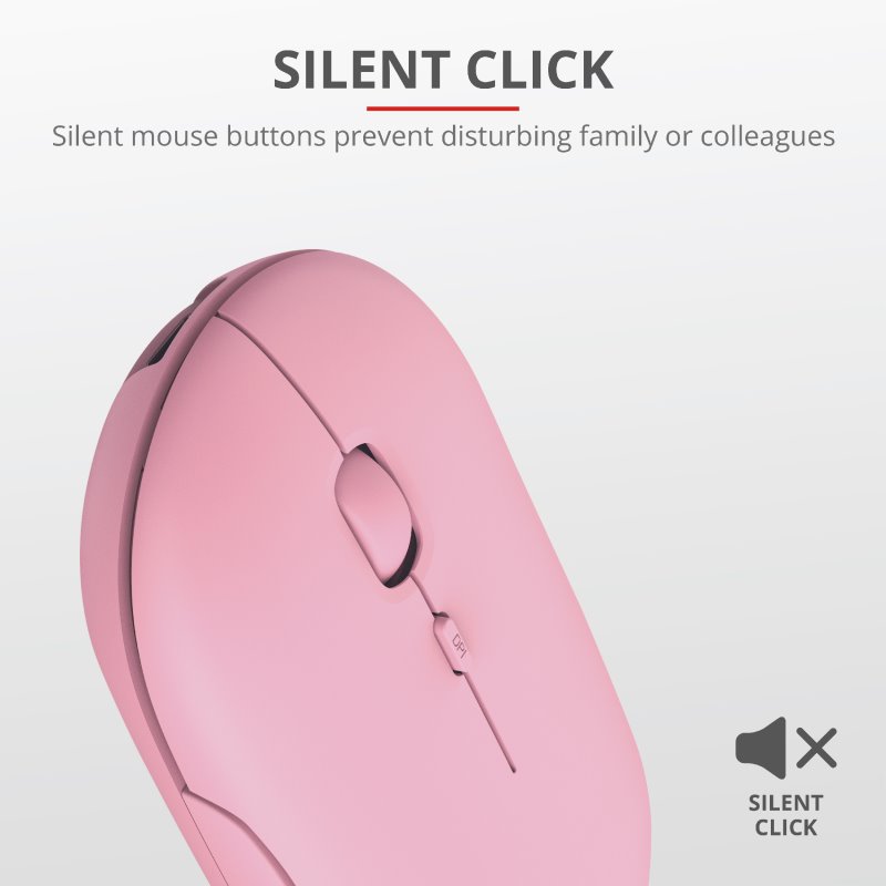 Trust Puck Rechargeable Bluetooth Wireless Mouse, ružová 24125
