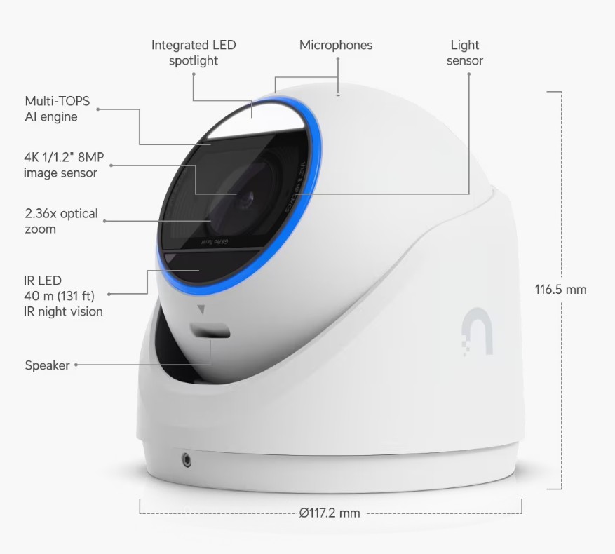Ubiquiti UVC-G6-Pro-Turret-W, UniFi Protect G6 Pro Turret, biela