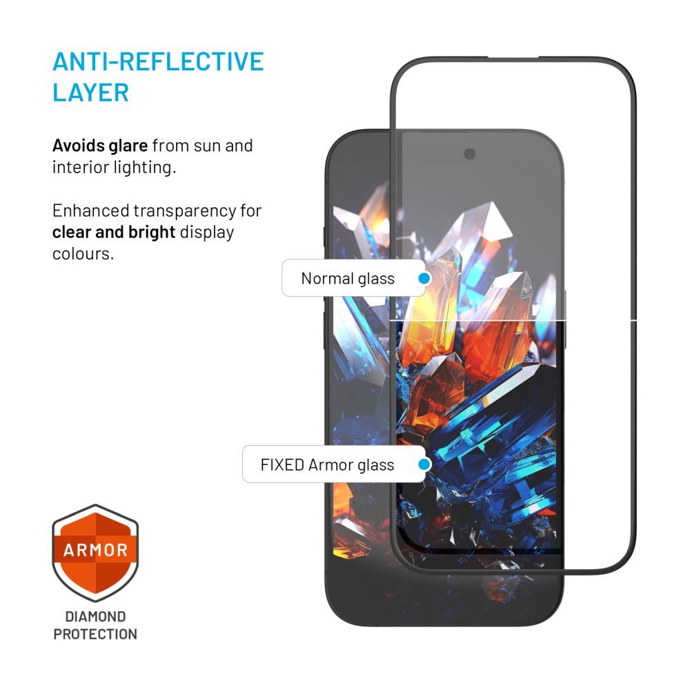 Ultra odolné tvrzené sklo FIXED Armor s Anti-dust aplikátorem a AR vrstvou pro Apple iPhone 16 Pro, černé