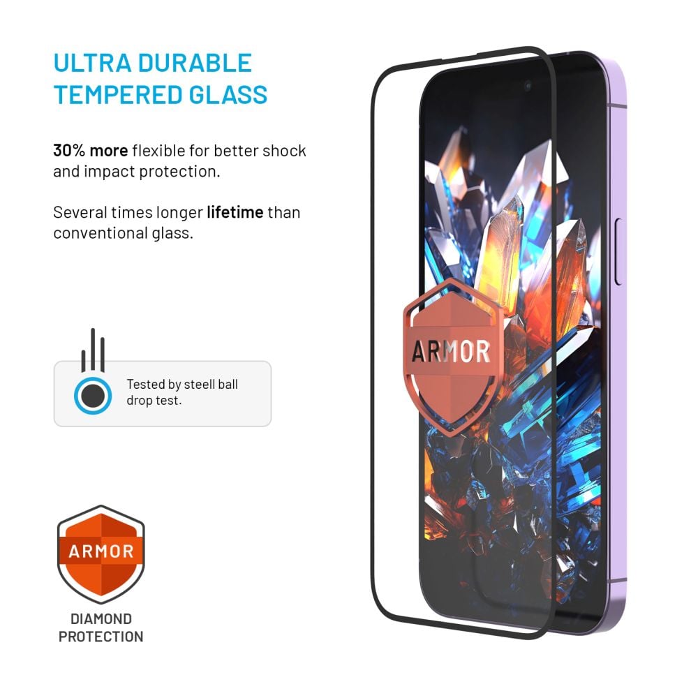 Ultra odolné tvrzené sklo FIXED Armor s Anti-dust aplikátorem a AR vrstvou pro Samsung Galaxy S24/S25, černé