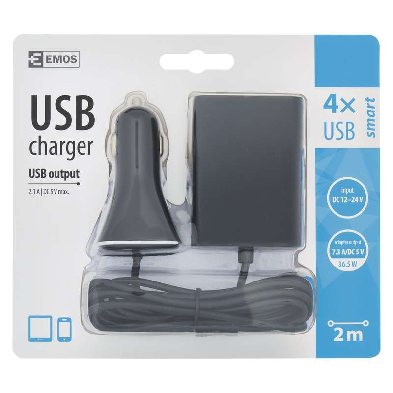 Univerzální USB adaptér do auta 7,3A (36,5W) max., kabelový