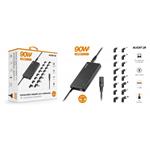 Univerzálny adaptér pre notebooky Aligator so 16 vymeniteľnými konektormi a USB, 90 W