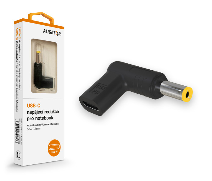 USB-C napájecí redukce 5,5x2,5 mm pro notebooky Acer/Asus/HP/Lenovo/Toshiba