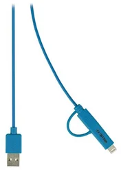 Valueline Synchronizační a nabíjecí kabel, zástrčka USB 2.0 A – zástrčka Micro B s přiloženým adaptérem Lightning, 1,00 m, modrý