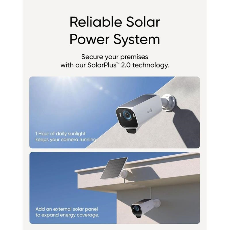 Venkovní kamera se solárním nabíjením Anker eufy S3 Pro (sada 2ks+jednotka HomeBase 3), 4K bílá