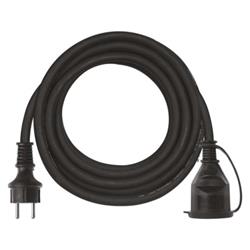 Venkovní prodlužovací kabel 5m / 1 zásuvka / černý / guma-neopren / 230 V / 1,5mm2