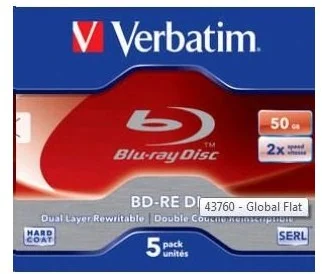 Verbatim Blu-ray BD-RE DL 2x, 50 GB, 5 ks (Jewel)