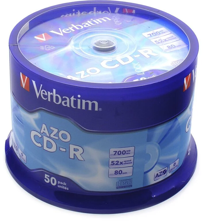 Verbatim CD-R AZO+Crystal 700MB, 80min.,52x 50pack