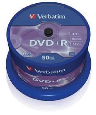Verbatim DVD+R 16x, 4,7GB, 50 ks (Spindl)