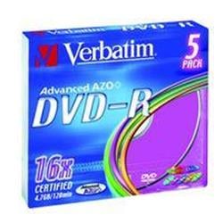 Verbatim DVD-R 4,7GB 16x Slim Colour (5-pack)