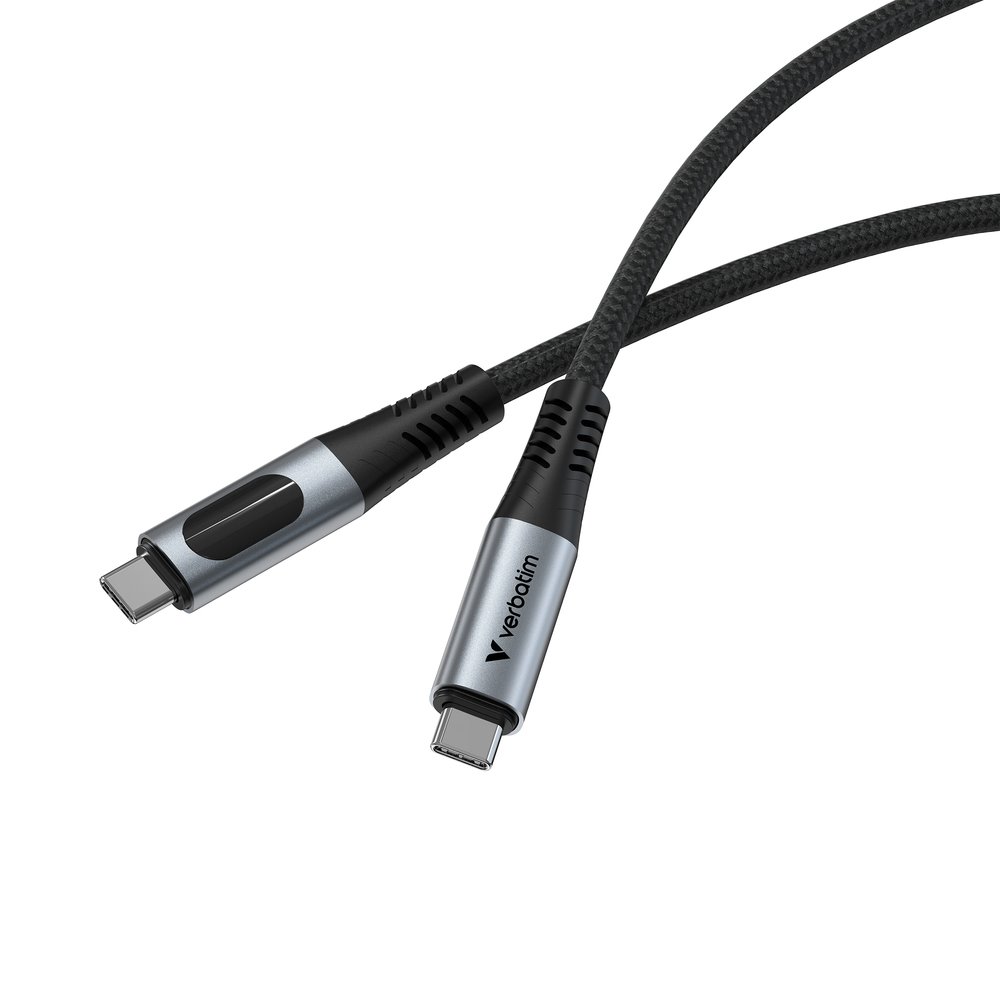 Verbatim USB-C->C kabel Sync & Charge s ukazatelem napájení 100W černý