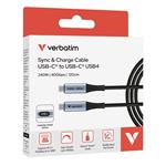 Verbatim USB-C->C Synchronizačný a nabíjací kábel s indikátorom napájania 240W čierny