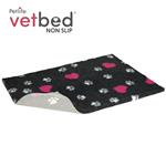 Vetbed anti-slip / Drybed graphite Pink heart DELUXE 100 x 75 cm, vlas 30 mm