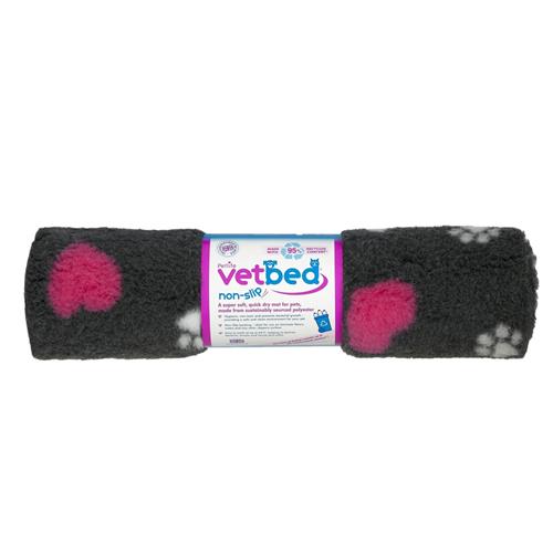 Vetbed anti-slip / Drybed graphite Pink heart DELUXE 100 x 75 cm, vlas 30 mm