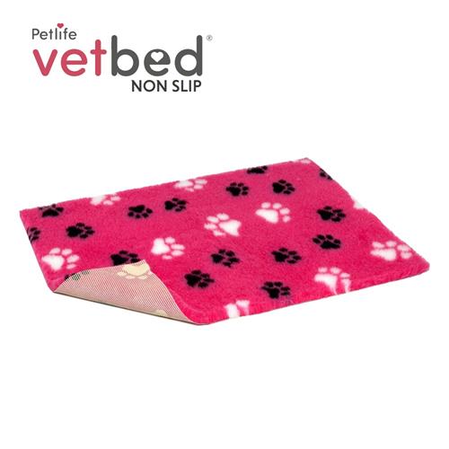 Vetbed anti-slip / Drybed Pink black and white paws DELUXE 150 x 100 cm, vlas 30 mm