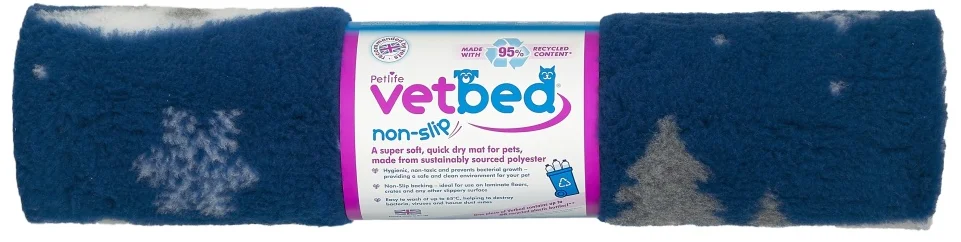Vetbed anti-slip / Drybed Winter blue DELUXE 150 x 100 cm, vlas 30 mm
