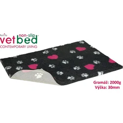 Vetbed protiskluz/Drybed grafit Růžové srdce 100 x 75 cm, vlas 30 mm
