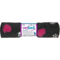 Vetbed protiskluz / Drybed grafit Růžové srdce DELUXE 100 x 75 cm, vlas 30 mm