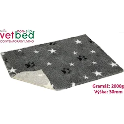 Vetbed protiskluz/Drybed Šedý hvězda s packou 100 x 75 cm, vlas 30 mm